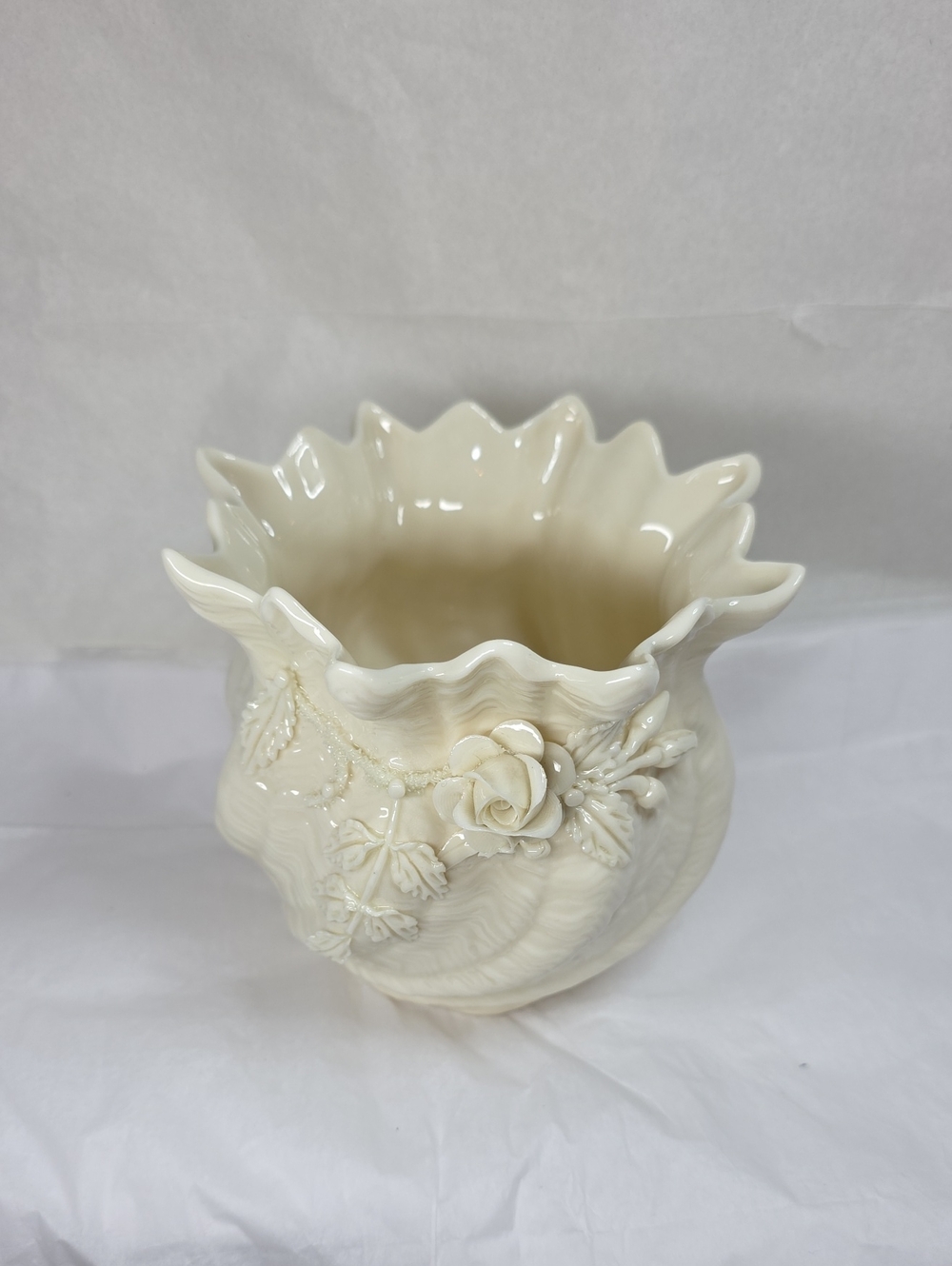 Vintage Belleek 4 Inch Flower Pot 3rd Green Mark